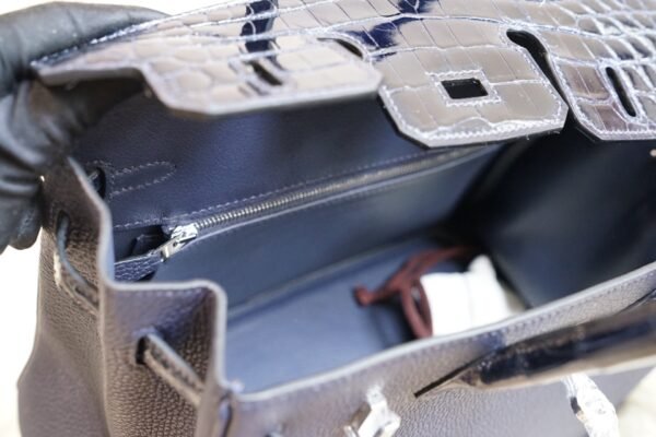 DDMode Wechat Hermes Togo / Shiny Crocodile Touch Birkin 25CM 2Z Blue Nuit