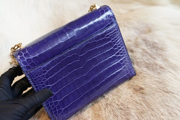 DDMode Factory Shiny Crocodile Verrou Mini 17CM M3 Blue Encre Gold Hardware