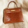 DDMode Wechat Hermes 33 Miel Shiny Crocodile Kelly Sellier 28CM Gold Hardware