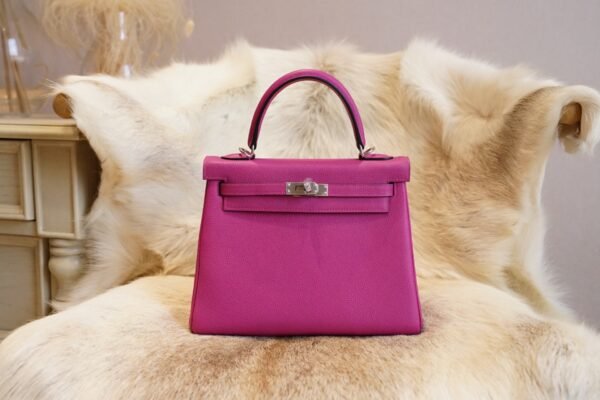 DDMode Hermes L3 Rose Purple Togo Leather Kelly Retourne 25CM Silver Hardware