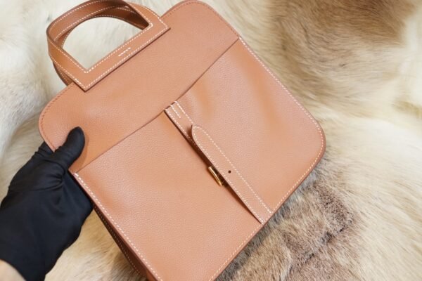 DDMode Factory Hermes Halzan 25CM CK37 Gold Evercolor Leather Gold Hardware