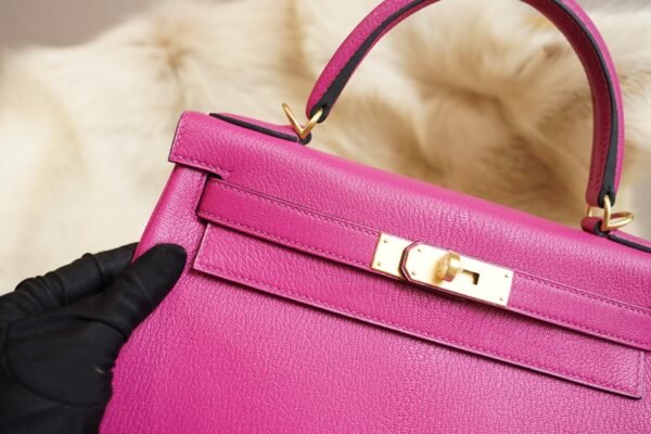 DDMode Factory Hermes Kelly 28CM L3 Rose Purple Chevre Leather Gold Hardware