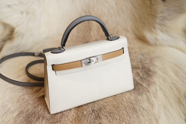 DDMode Hermes 8L Beton / Chai / Etain Epsom Mini Kelly 19CM Silver Hardware