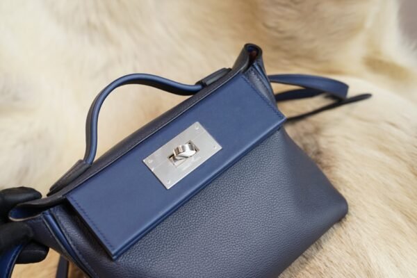 DDMode Hermes 2Z Blue Nuit Mini Kelly 2424 Evercolor Leather Silver Hardware