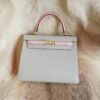 DDMode Hermes T0 Blue Brume / 3Q Rose Sakura Chevre Kelly 25CM Brush Gold