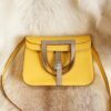 DDMode Factory Hermes Halzan 25CM 9D Jaune Amber Swift Leather Silver Hardware