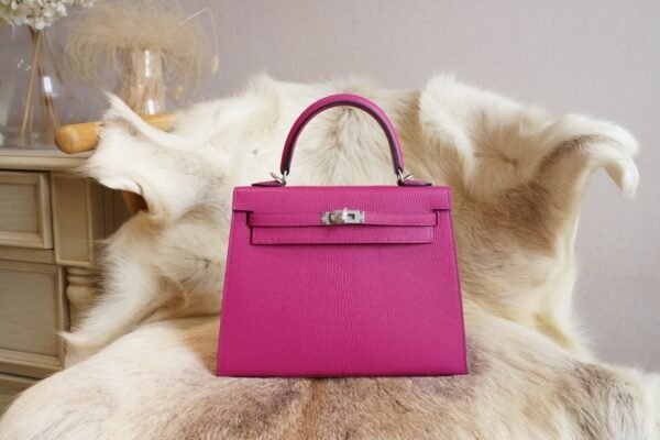 DDMode Wechat Hermes Kelly Sellier 25CM L3 Rose Purple Chevre Leather Silver Hardware