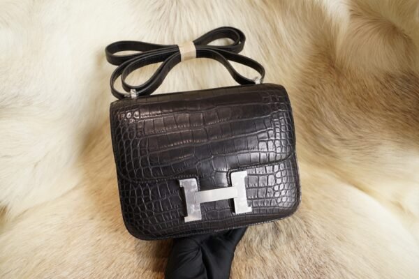 DDMode Wechat Hermes CK89 Nior Matte Crocodile Constance 19CM Silver Hardware