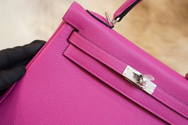 DDMode Hermes L3 Rose Purple Togo Leather Kelly Retourne 25CM Silver Hardware