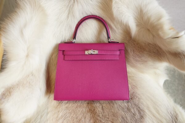 DDMode Wechat Hermes Kelly Sellier 25CM L3 Rose Purple Chevre Leather Silver Hardware