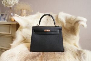 DDMode Hermes CK89 Nior Chevre Leather Kelly Sellier 25CM Rose Gold Hardware