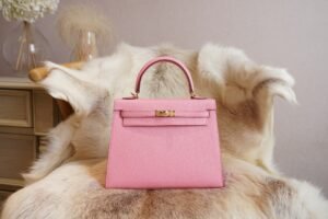 DDMode Factory Hermes 1Q Rose Confetti Kelly 25CM Chevre Leather Gold Hardware