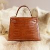 DDMode Wechat Hermes 33 Miel Shiny Crocodile Kelly Sellier 28CM Gold Hardware