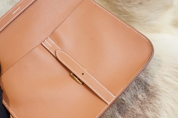 DDMode Factory Hermes Halzan 25CM CK37 Gold Evercolor Leather Gold Hardware