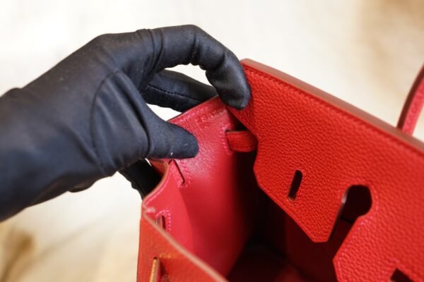 Full Handmade Hermes Q5 Rouge Casaque Birkin 25CM Togo Leather Gold Hardware