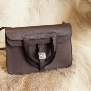 DDMode Factory Hermes 46 Ebene Barenia Leather Halzan 25CM Silver Hardware