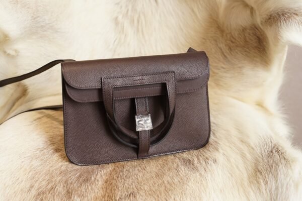 DDMode Factory Hermes 46 Ebene Barenia Leather Halzan 25CM Silver Hardware