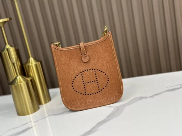 DDMode Hermès Mini Evelyne Togo Golden Brown Gold Hardware 16cm Full Handmade Ghw