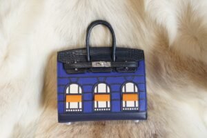 DDMode Hermes Birkin House 20CM 7T Blue Electric Epsom / Crocodile Silver Hardware