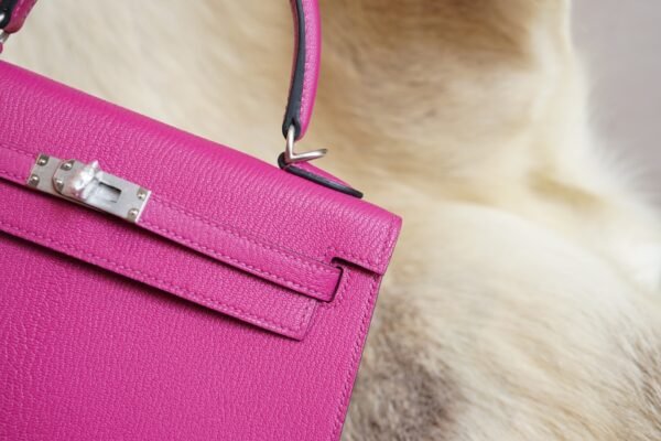 DDMode Wechat Hermes Kelly Sellier 25CM L3 Rose Purple Chevre Leather Silver Hardware