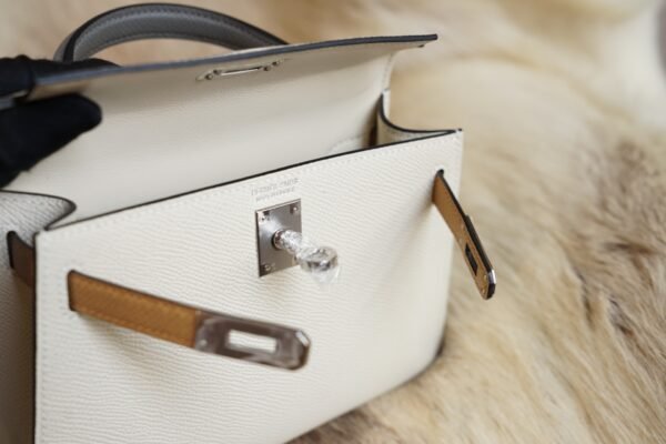 DDMode Hermes 8L Beton / Chai / Etain Epsom Mini Kelly 19CM Silver Hardware