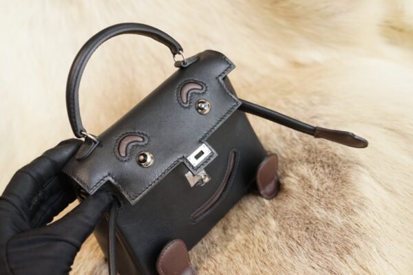 DDMode Hermes CK89 Nior / Coffee Swift Leather Kelly Doll 16CM Silver Hardware