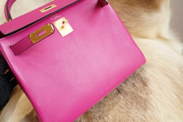 DDMode Factory Hermes Kelly 28CM L3 Rose Purple Chevre Leather Gold Hardware