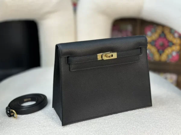 DDMode Hermès Kelly Danse Evercolor Black Gold Hardware 24cm Full Handmade Ghw