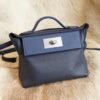 DDMode Hermes 2Z Blue Nuit Mini Kelly 2424 Evercolor Leather Silver Hardware