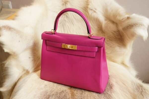 DDMode Factory Hermes Kelly 28CM L3 Rose Purple Chevre Leather Gold Hardware