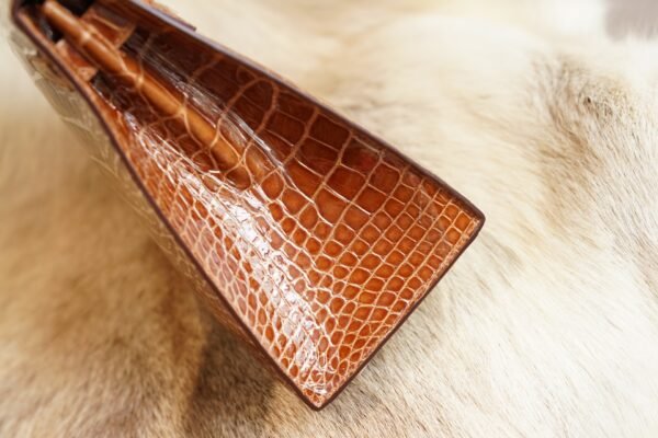 DDMode Wechat Hermes 33 Miel Shiny Crocodile Kelly Sellier 28CM Gold Hardware