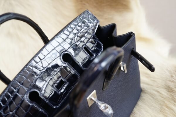 DDMode Wechat Hermes Togo / Shiny Crocodile Touch Birkin 25CM 2Z Blue Nuit