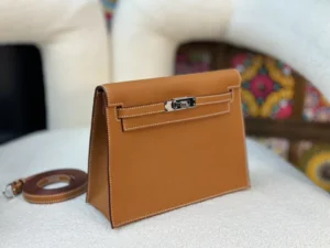 DDMode Hermès Kelly Danse Evercolor Golden Brown Silver Hardware 24cm Full Handmade Phw