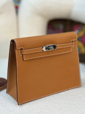 DDMode Hermès Kelly Danse Evercolor Golden Brown Silver Hardware 24cm Full Handmade Phw