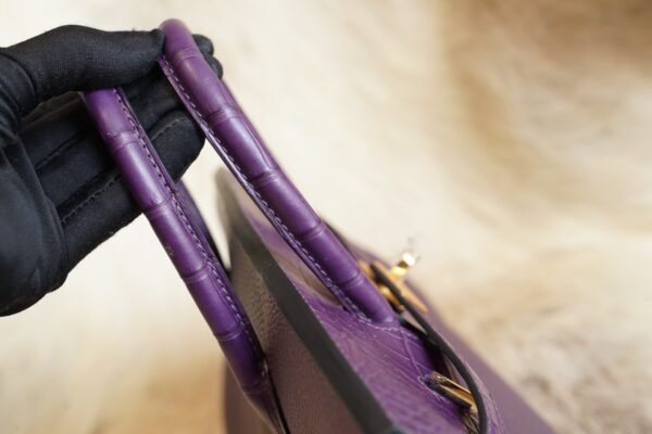 DDMode Hermes Touch Birkin 25CM Togo / Crocodile Leather 9G Amethyst Gold Hardware