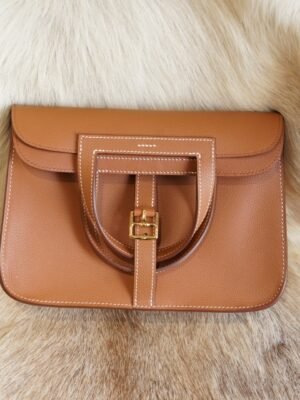 DDMode Factory Hermes Halzan 25CM CK37 Gold Evercolor Leather Gold Hardware