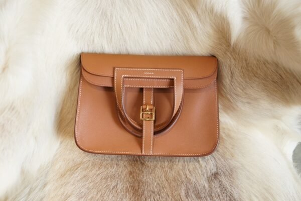 DDMode Factory Hermes Halzan 25CM CK37 Gold Evercolor Leather Gold Hardware