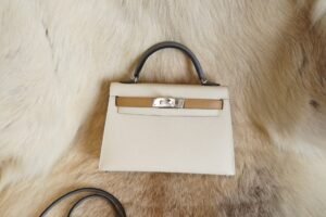 DDMode Hermes 8L Beton / Chai / Etain Epsom Mini Kelly 19CM Silver Hardware