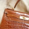 DDMode Wechat Hermes 33 Miel Shiny Crocodile Kelly Sellier 28CM Gold Hardware