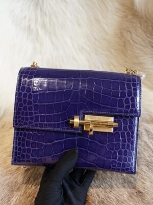 DDMode Factory Shiny Crocodile Verrou Mini 17CM M3 Blue Encre Gold Hardware