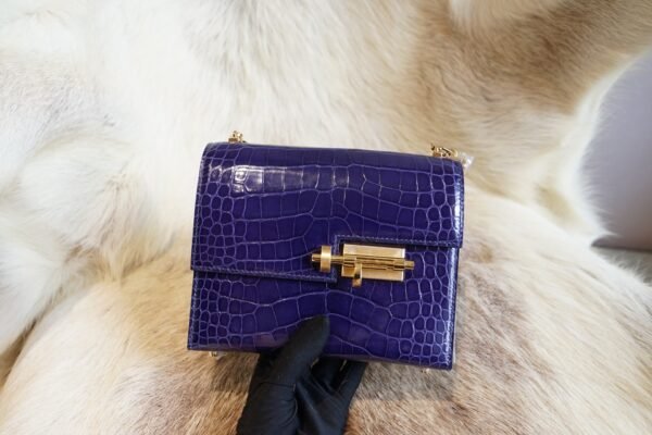 DDMode Factory Shiny Crocodile Verrou Mini 17CM M3 Blue Encre Gold Hardware