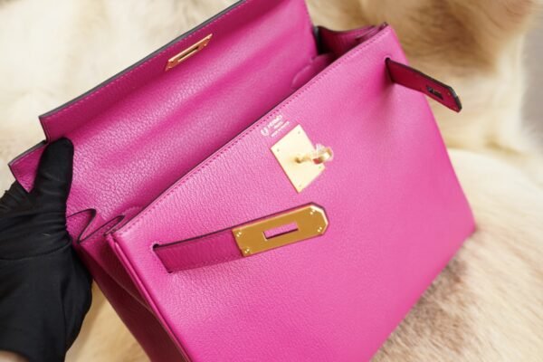 DDMode Factory Hermes Kelly 28CM L3 Rose Purple Chevre Leather Gold Hardware