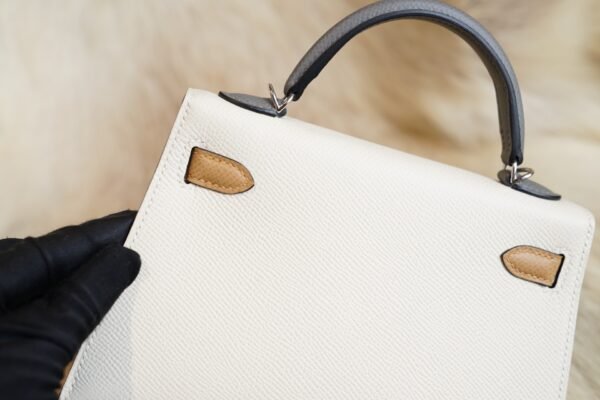 DDMode Hermes 8L Beton / Chai / Etain Epsom Mini Kelly 19CM Silver Hardware