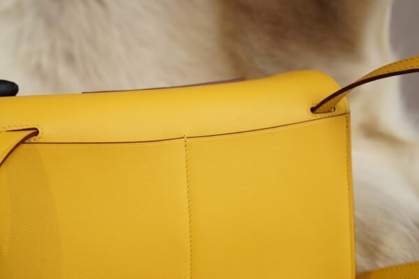 DDMode Factory Hermes Halzan 25CM 9D Jaune Amber Swift Leather Silver Hardware