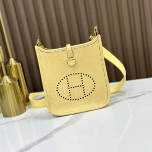 DDMode Hermès Mini Evelyne Togo Light Yellow Gold Hardware 16cm Full Handmade Ghw
