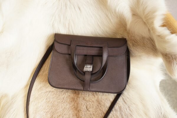 DDMode Factory Hermes 46 Ebene Barenia Leather Halzan 25CM Silver Hardware