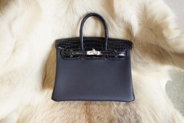 DDMode Wechat Hermes Togo / Shiny Crocodile Touch Birkin 25CM 2Z Blue Nuit