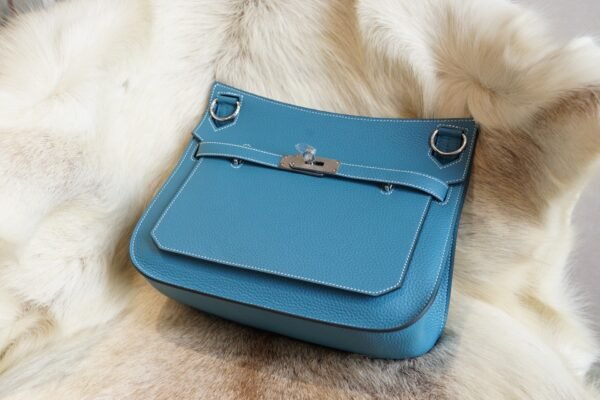 DDMode Factory Hermes Jypsiere 29CM 75 Blue Jean Clemence Silver Hardware