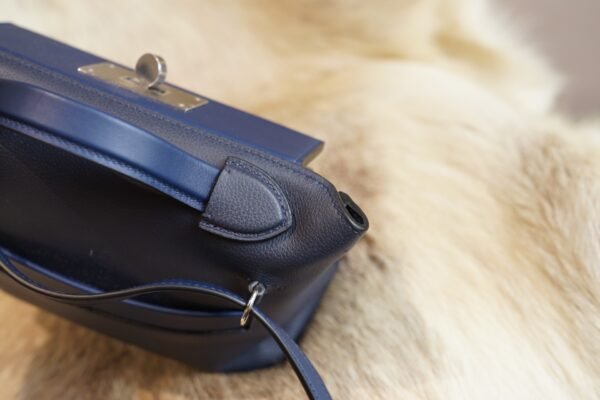 DDMode Hermes 2Z Blue Nuit Mini Kelly 2424 Evercolor Leather Silver Hardware