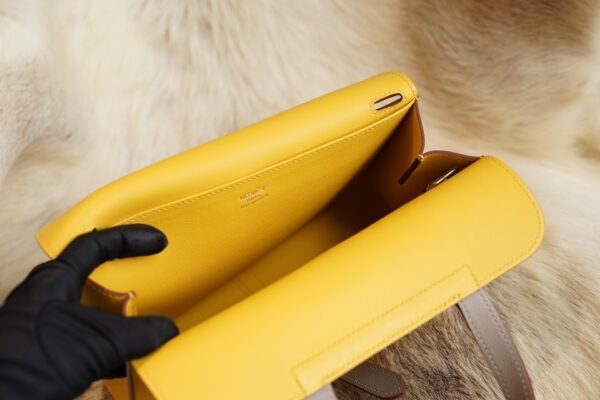 DDMode Factory Hermes Halzan 25CM 9D Jaune Amber Swift Leather Silver Hardware